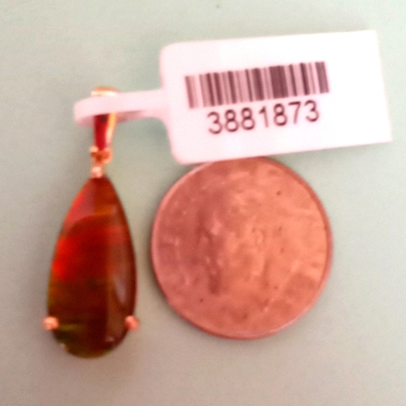 10k YELLOW GOLD AAA CANADIAN AMMOLITE SOLITAIRE PENDANT - Picture 5 of 7